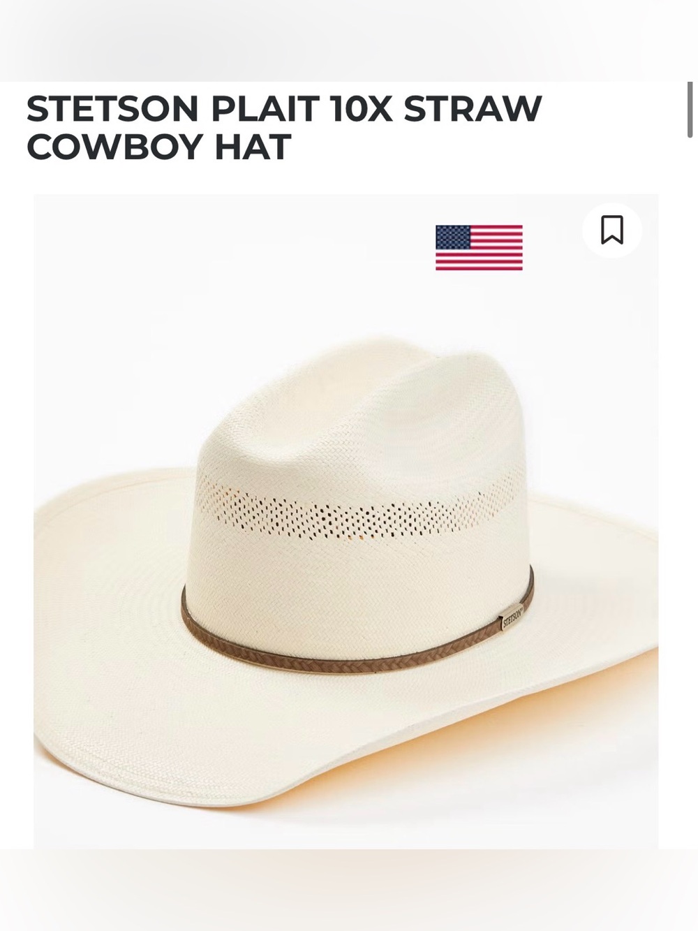 New Stetson Plait Size 6 7/8 Natural